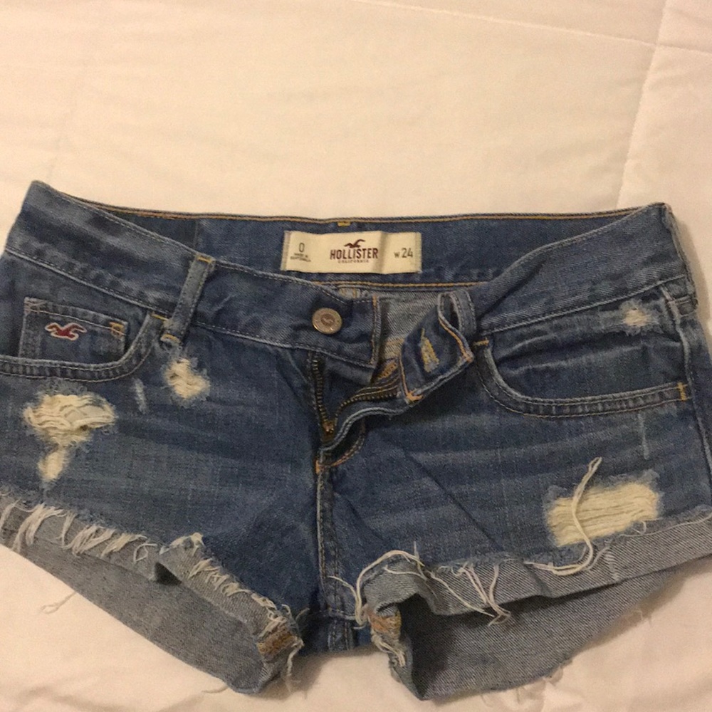 Cut up tight jean shorts